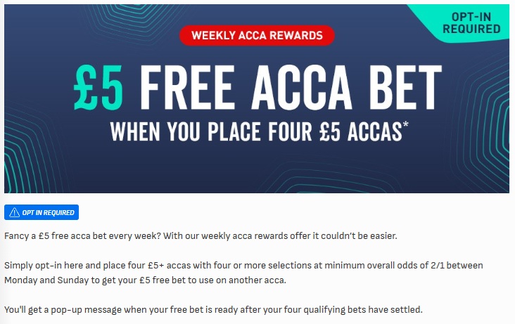 screenshot of virgin bet £5 free acca promotion